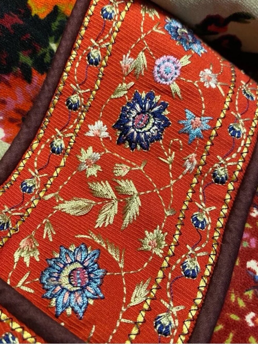 Elevenses Anthropologie Karelia velvet embroidered faux fur collar jacket coat - Picture 8 of 16